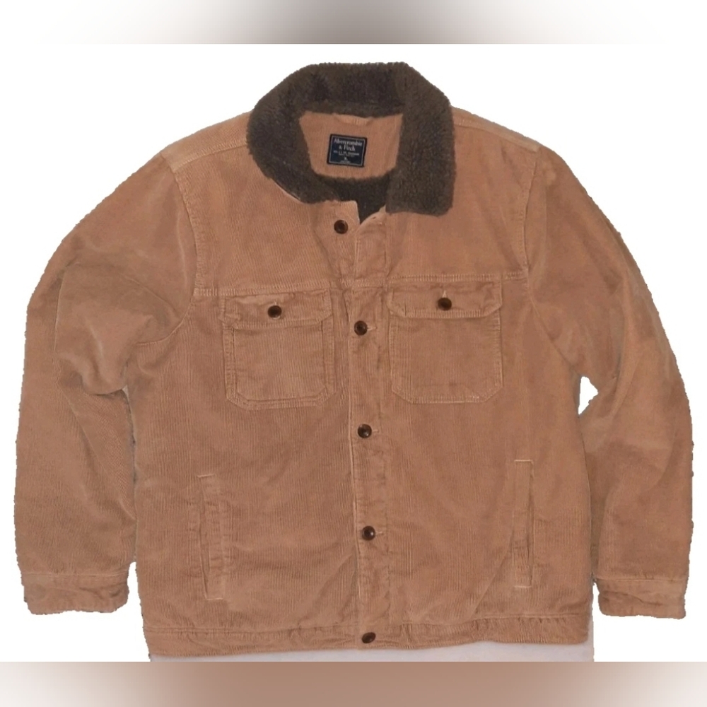 VTG. Abercrombie & Fitch Brown Button Corduroy Sherpa Heavy Jacket Mens Size: XL